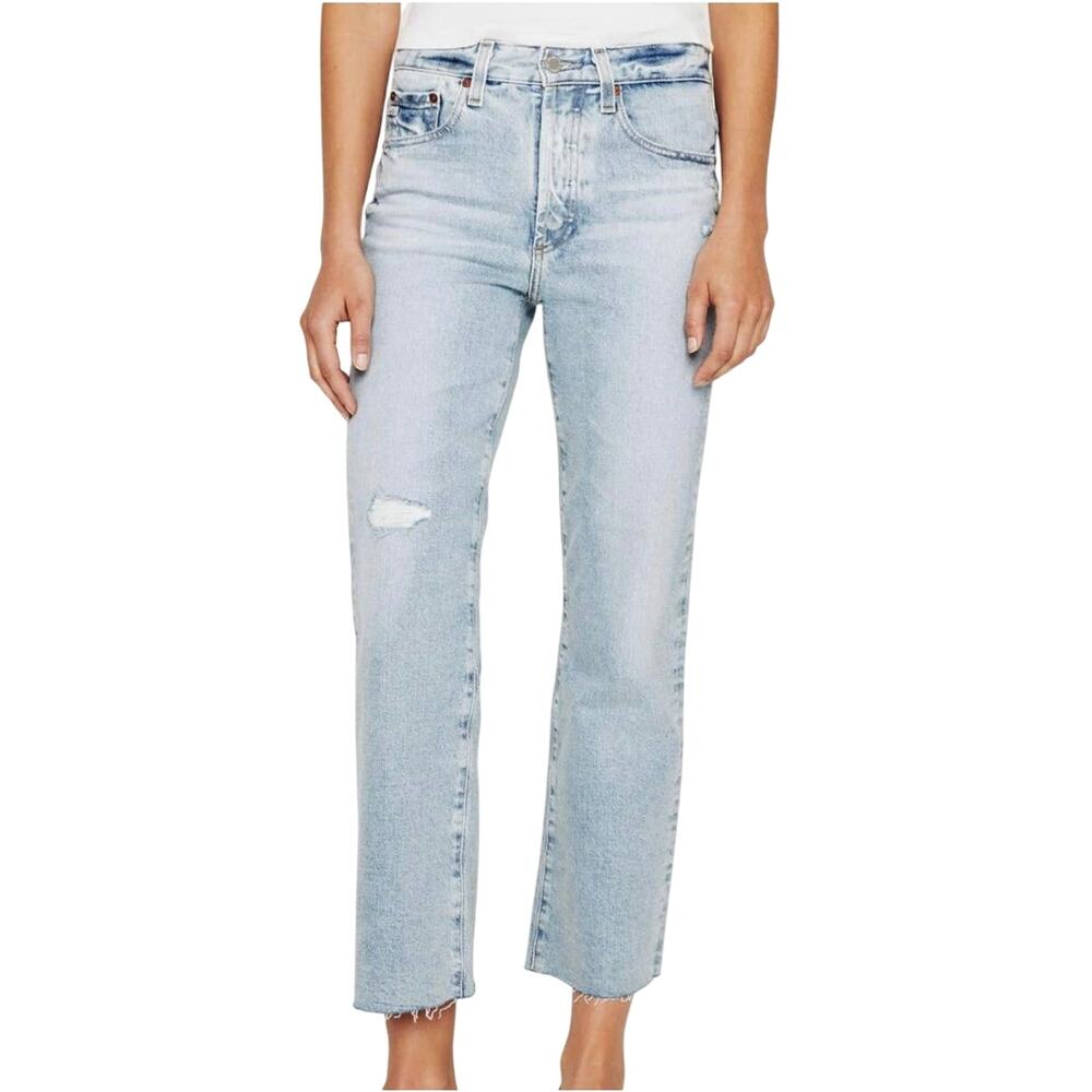 AG Adriano Goldschmied NWT Kinsley High Rise Pop Crop Jeans Size 31 Distressed